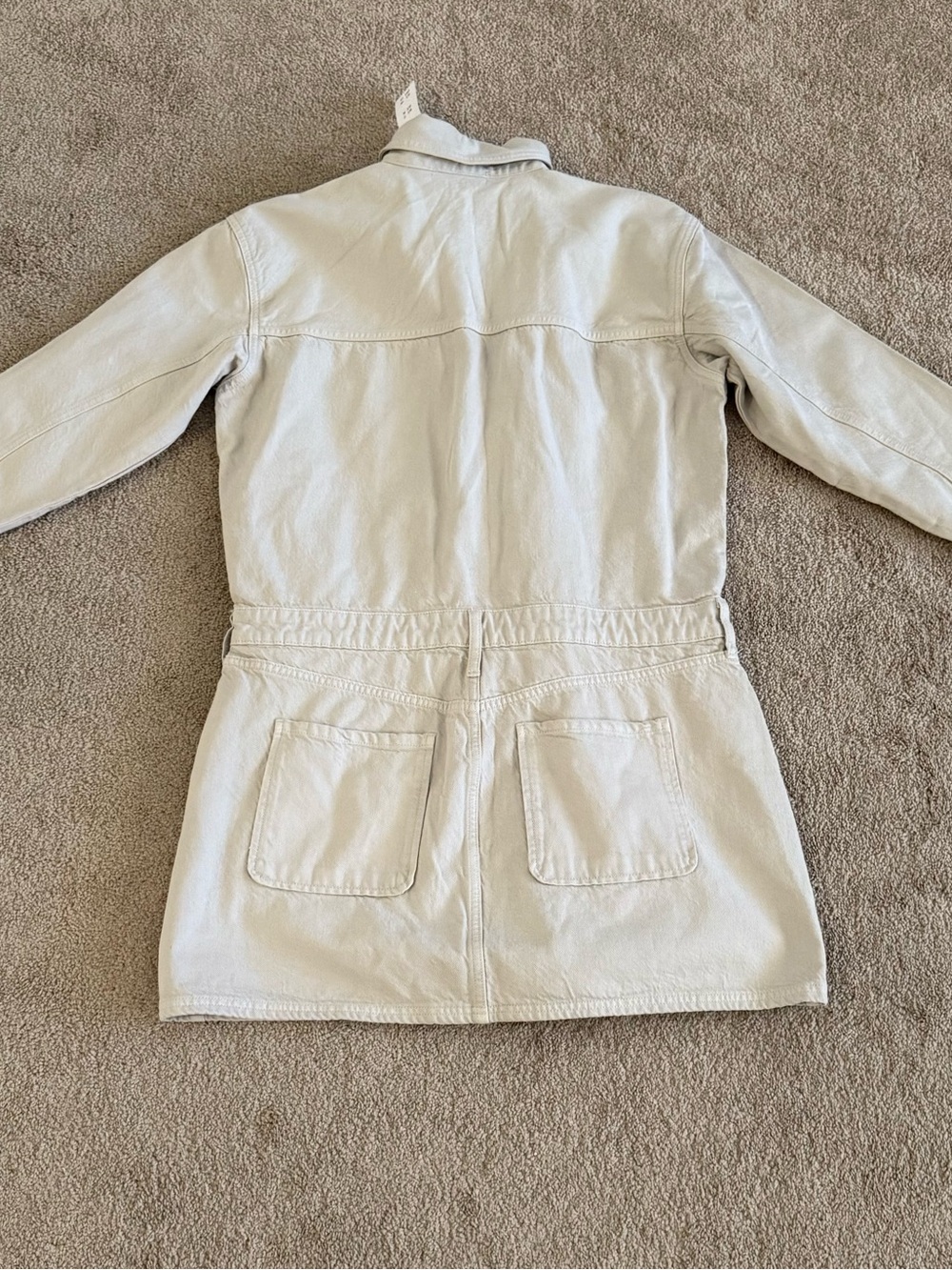 Abercrombie & Fitch Utility Denim Shirt Dress NWT Beige Mini Dress Size Large - Picture 3 of 4